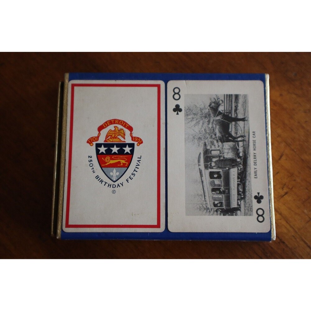 1951 250th Detroit Birthday Festival Double Deck of Play Cards Historical Photos